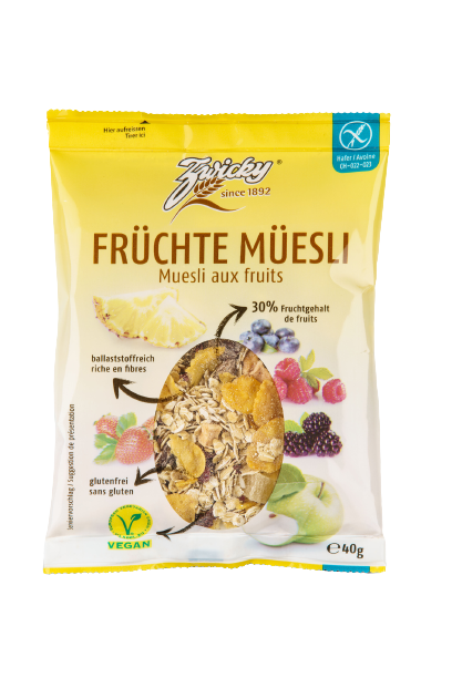 Muesli aux fruits 40g portion individuelle - Zwicky